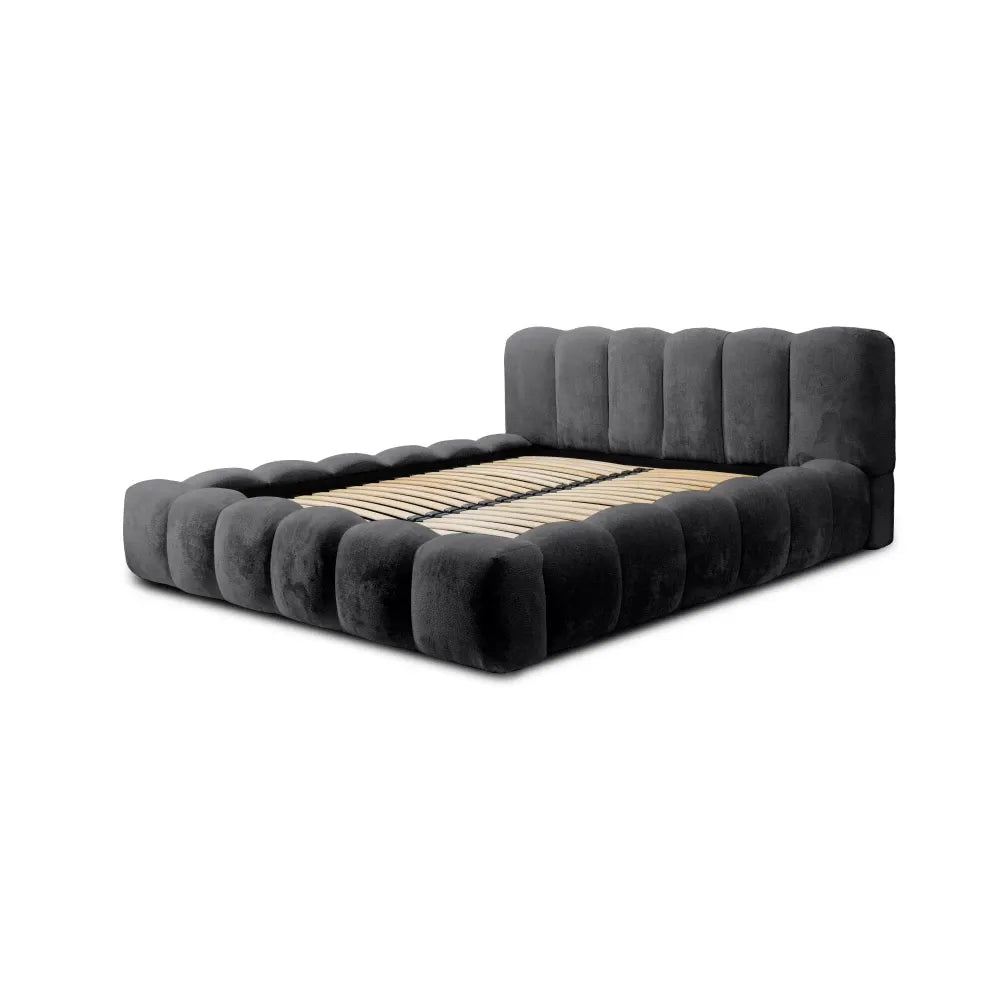 Pat 160x200cm tapitat cu Chenille Negru Dallas