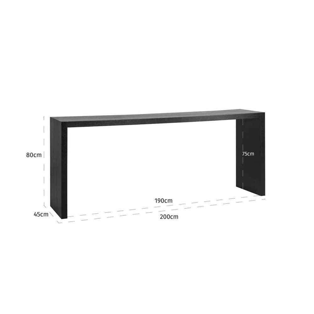 Consola din Lemn masiv de stejar Negru Oakura L200xH80cm Richmond Interiors