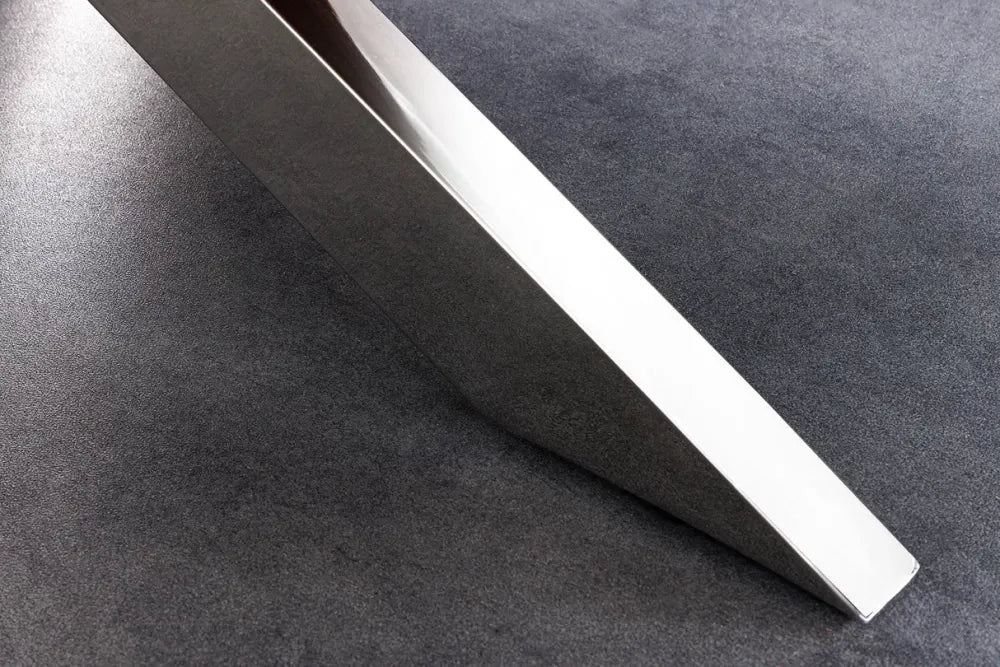 Masa ovala din Lemn de tec/Sticla securizata Maro/Transparent si Otel inoxidabil Argintiu L220xH77cm Barracuda