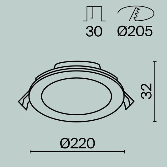Spot incastrat din Aluminiu Alb H3.26xD22cm IP44 18W 1880lm Stockton