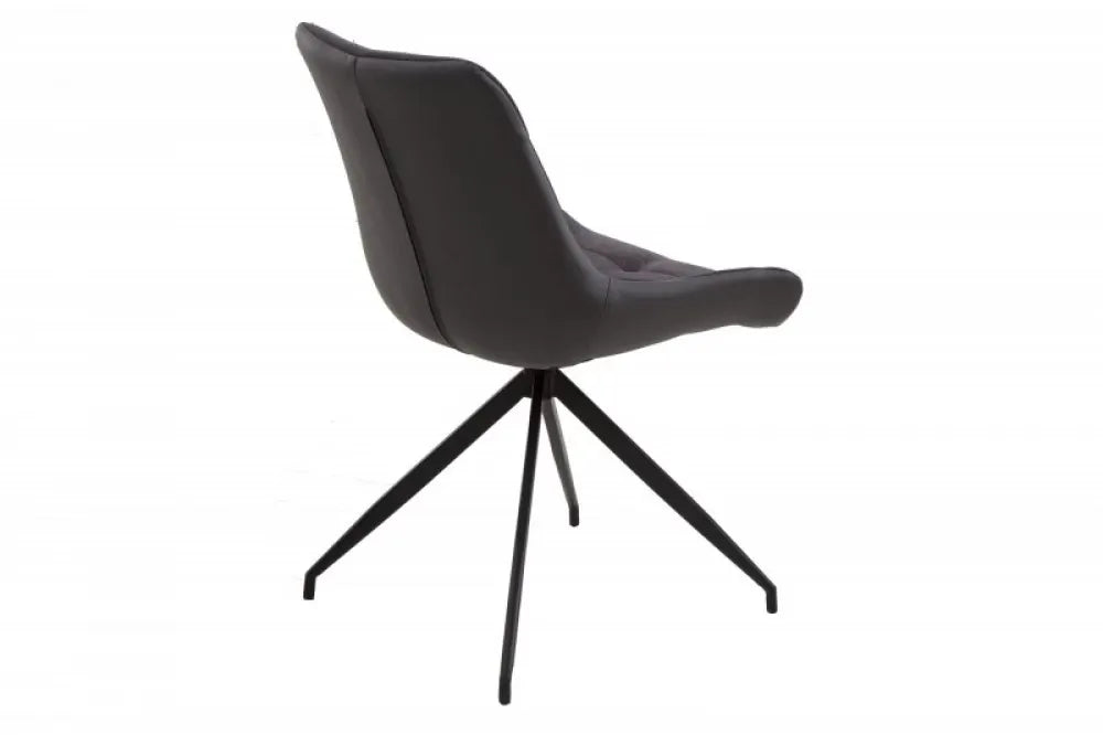 Scaun tapitat cu Stofa/Piele artificiala Gri inchis cu picioare din Metal Negru H86xL57xA61cm Divani