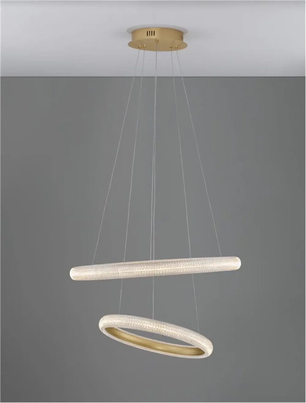 Candelabru structura din Aluminiu Auriu si abajur din Acrilic Transparent H120xL59cm IP20 41.5W 3500lm 3000k MEDORA