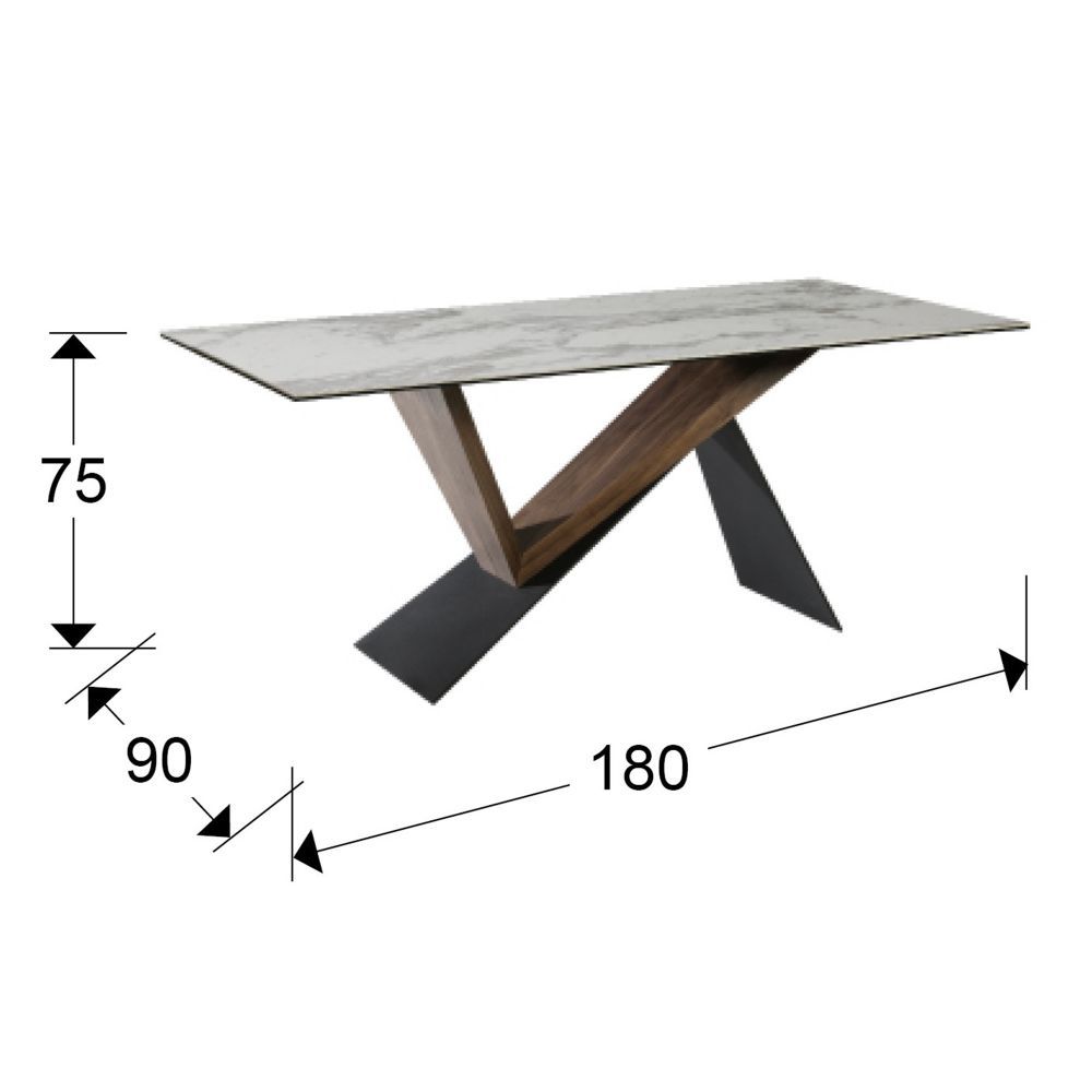 Masa dreptunghiulara din Portelan Alb/Maro de 6 persoane L180x90cm Noa