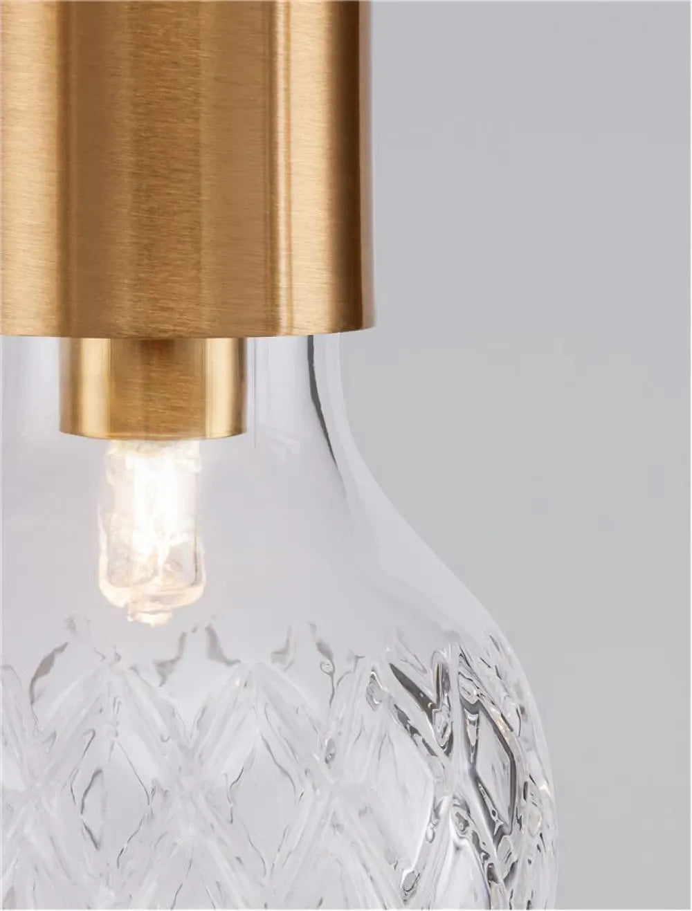 Pendul structura din Metal Alama si abajur din Sticla Transparent H120xL9.5cm IP20 VEDA