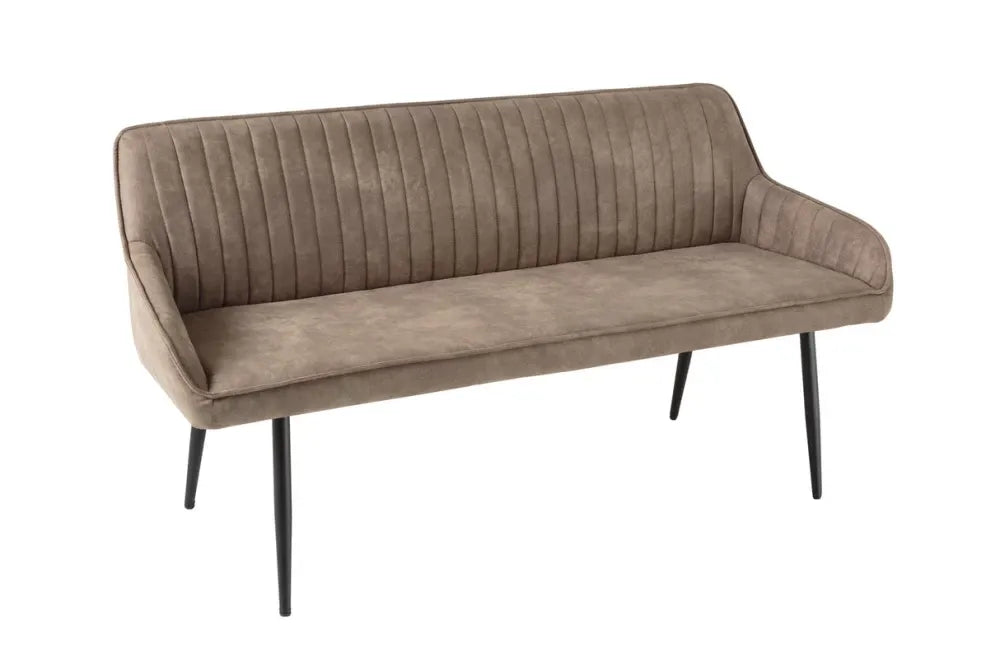 Banca din Metal Negru si Microfibra Maro taupe H82xL160cm Turin
