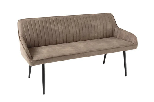 Banca din Metal Negru si Microfibra Maro taupe H82xL160cm Turin