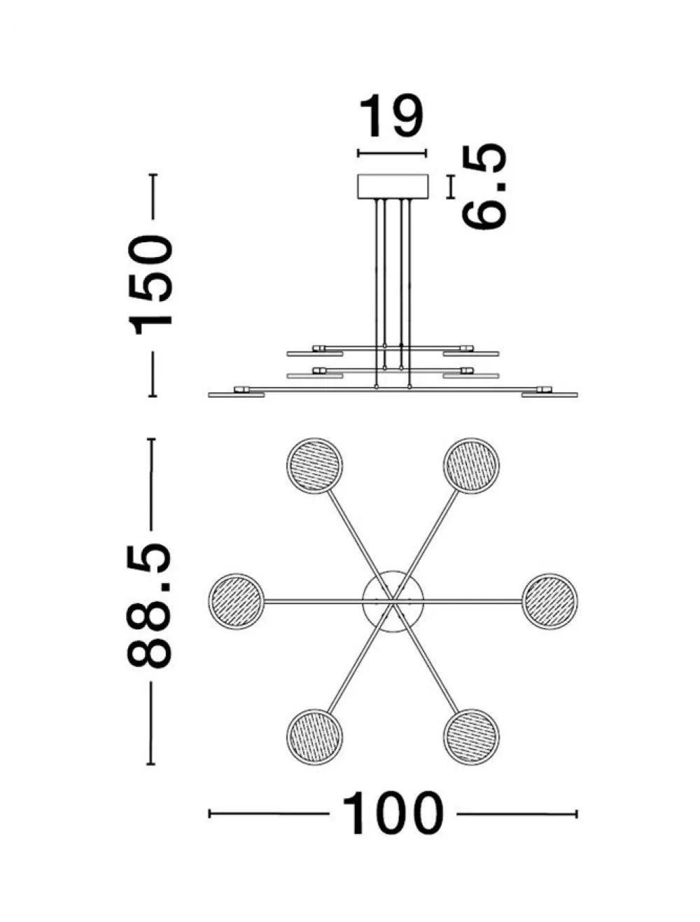 Candelabru structura din Metal Negru si abajur din Acrilic Alb H150xL100cm IP20 49W 4695lm 3000k SCOPE