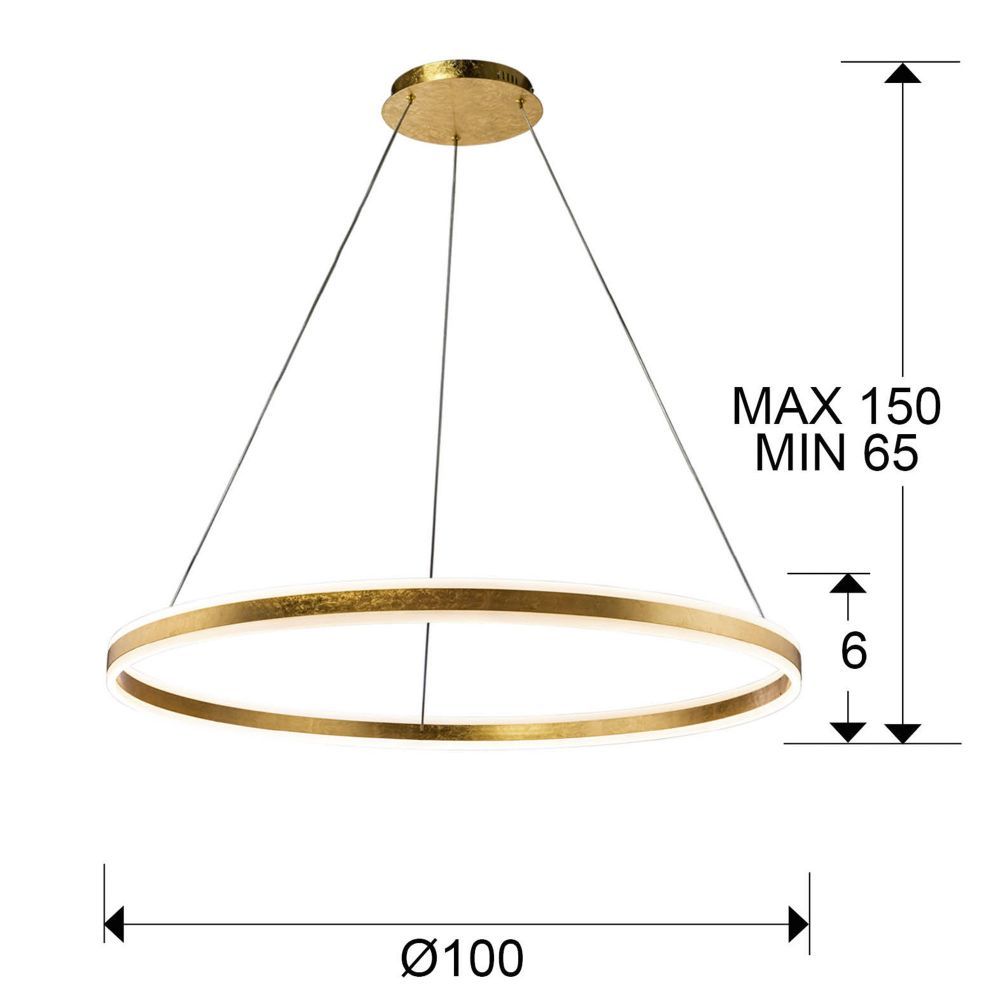 Lustra rotunda cu inaltime reglabila din Aluminiu Auriu cu LED  D100xH150cm Helia