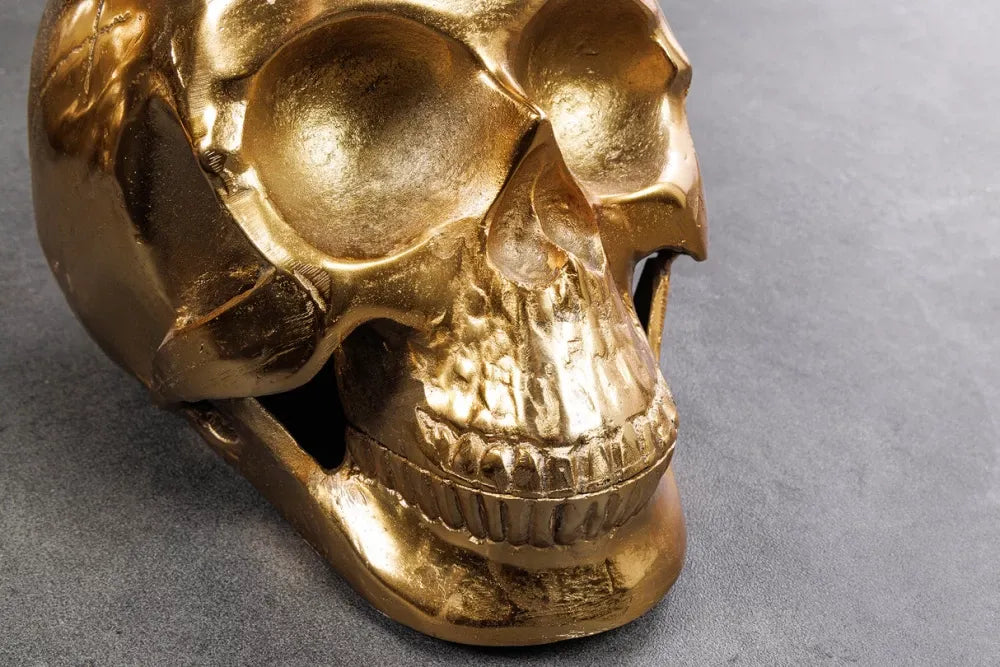 Masuta de cafea din Sticla securizata Transparent si Metal Negru D90xH33cm Skull
