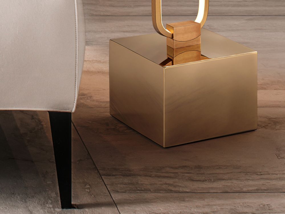 Lampa de podea din Metal Rose gold cu LED L18x18xH140cm Colette