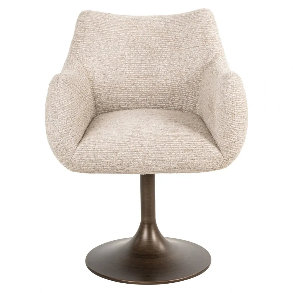 Scaun rotativ din Stofa Bej si Metal Bronz H79xL63xA62cm Aldo Richmond Interiors