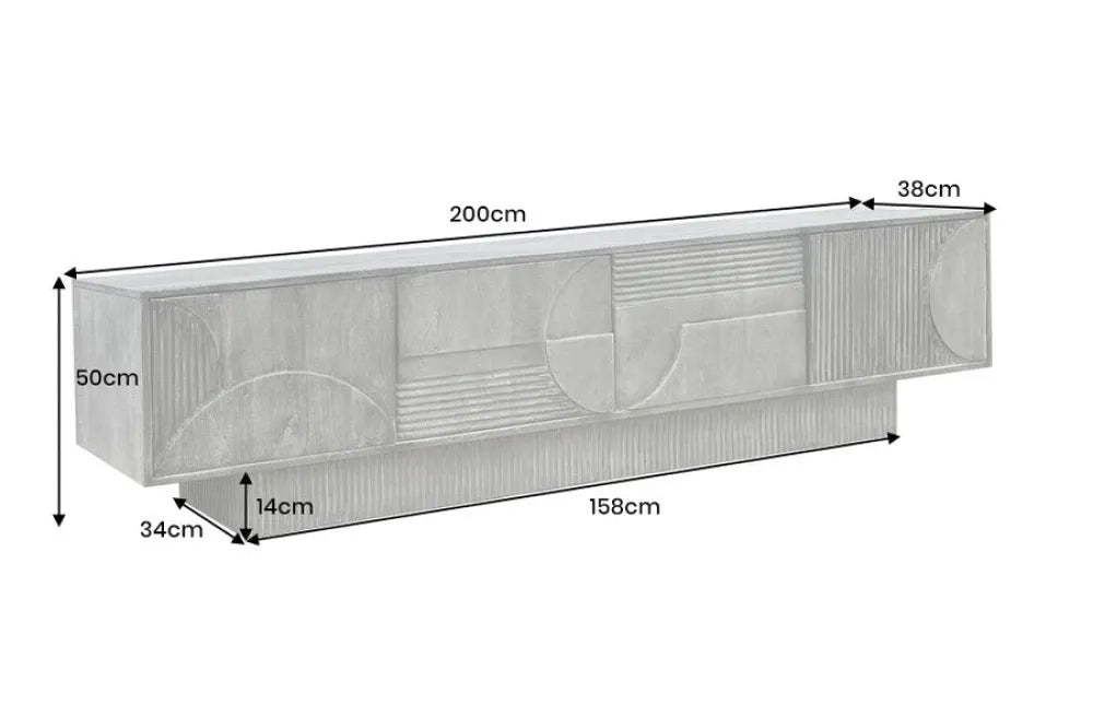 Comoda TV din Lemn de mango Gri L200xH50cm ART DECO