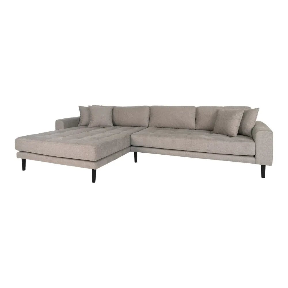 Coltar orientare stanga cu picioare din Lemn de fag Negru tapitat cu Stofa Bej L290xH76cm Lido