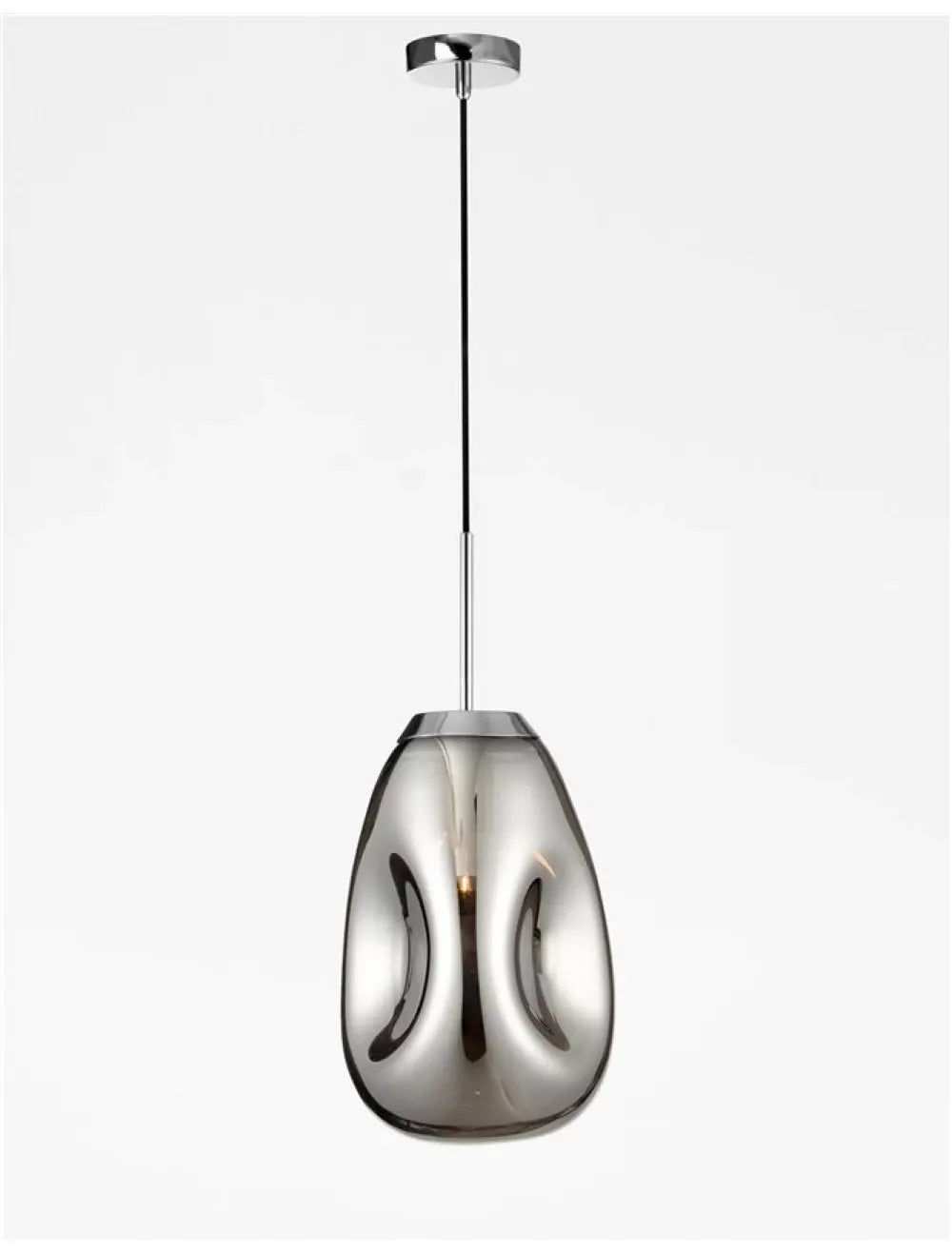 Pendul structura din Metal Argintiu si abajur din Sticla Crom H120xL22cm IP20 LAVA