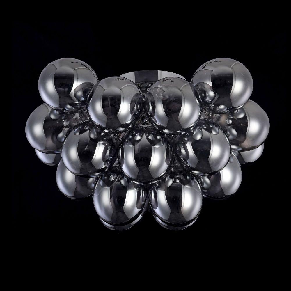 Candelabru Rotund din Metal si Sticla Argintiu/Negru Balbo D50xH32cm