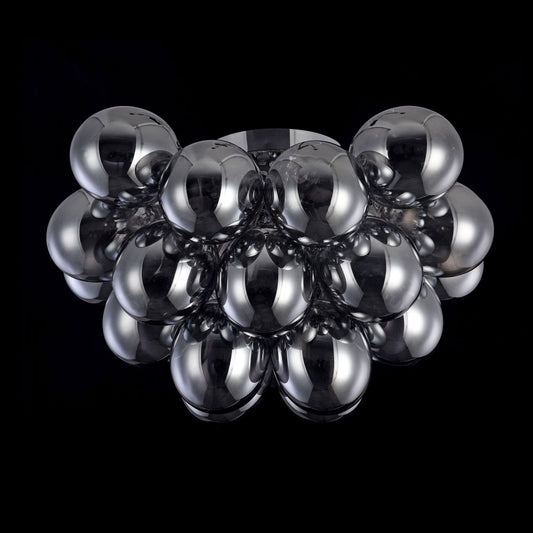 Candelabru Rotund din Metal si Sticla Argintiu/Negru Balbo D50xH32cm