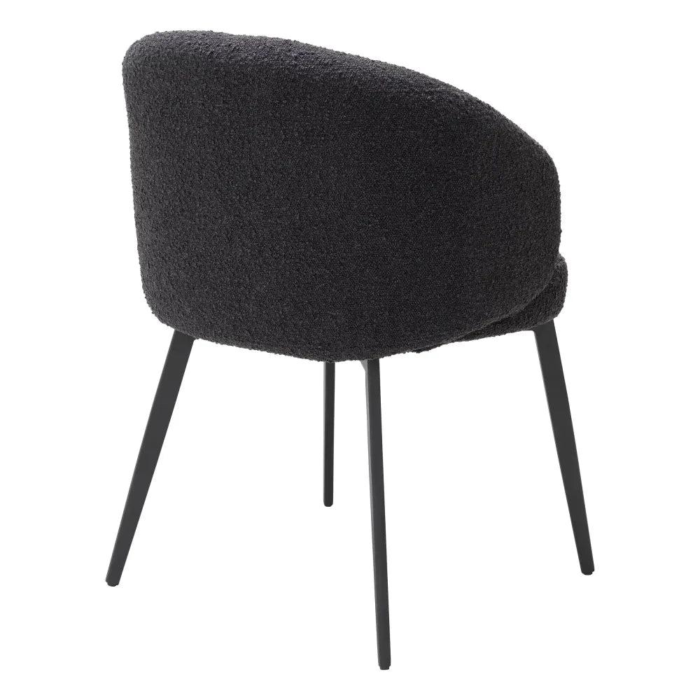 Set 2 scaune cu brate tapitat cu Stofa boucle Negru cu picioare din Metal Negru H79xL56xA58cm Lloyd Eichholtz