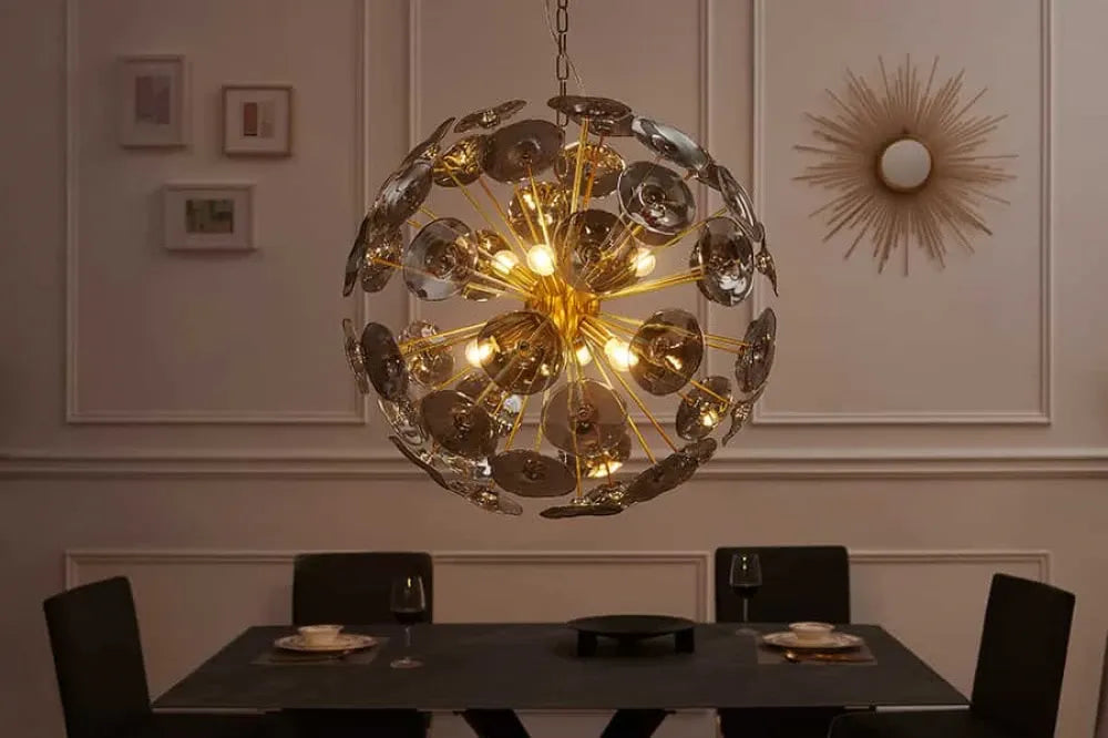 Pendul din Metal Auriu si Sticla Transparent D67xH145cm INFINITY HOME