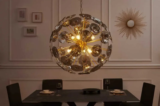 Pendul din Metal Auriu si Sticla Transparent D67xH145cm INFINITY HOME