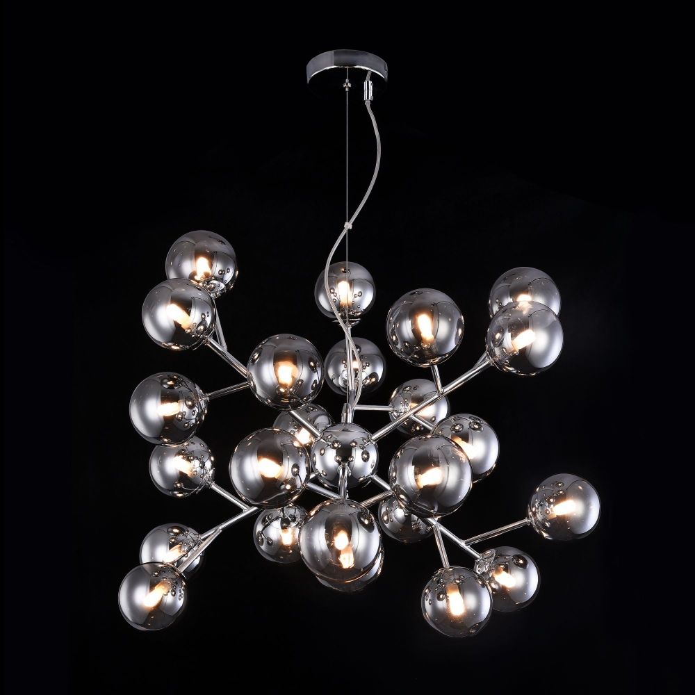 Lustra rotunda cu inaltime reglabila din Sticla Negru cu 24 becuri D65xH147cm Dallas