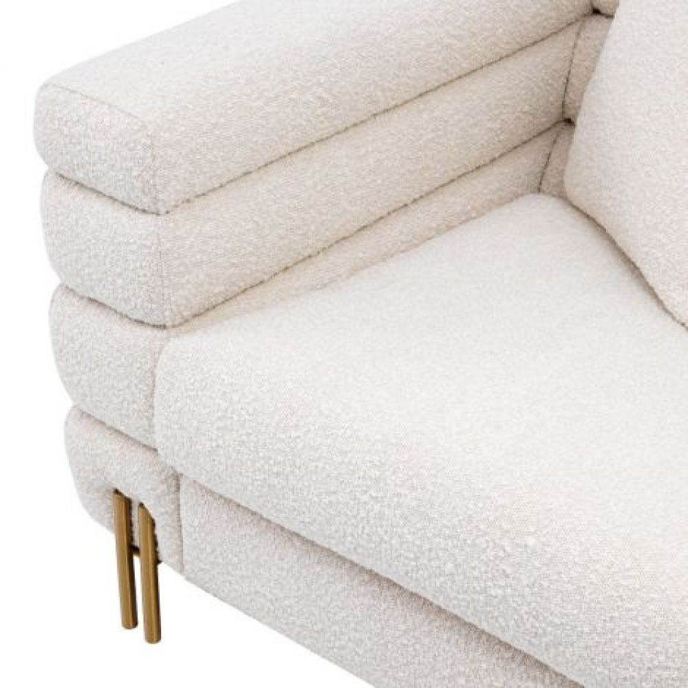 Fotoliu York Eichholtz tapitat cu Stofa Boucle Crem cu picioare din Otel inoxidabil Auriu H69xL112xA97cm