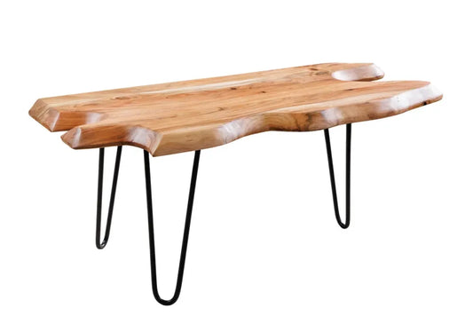 Masuta de cafea din Lemn de salcam Maro si Metal Negru L100xH40cm Wild