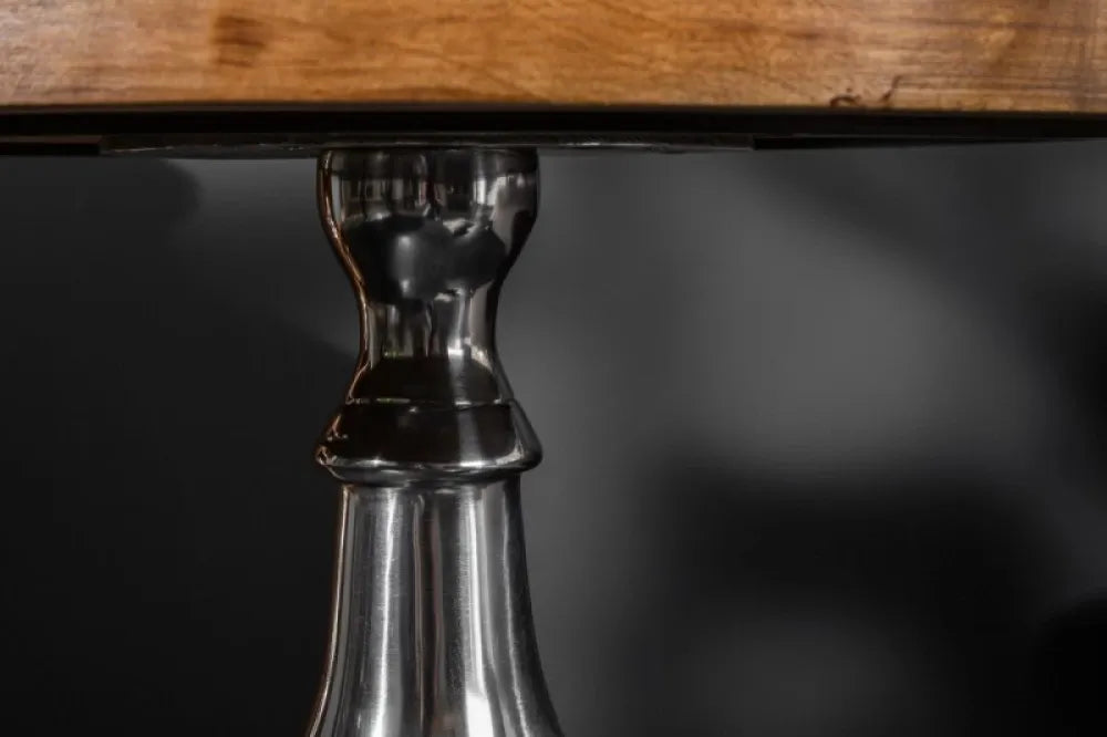 Masuta laterala Rotunda din Lemn de mango Maro si Metal Argintiu D51xH60cm Extravagancia