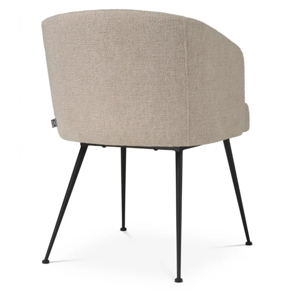Scaun cu brate tapitat cu Stofa Renato Alb cu picioare Negre H78xL58xA58cm Aiden Eichholtz