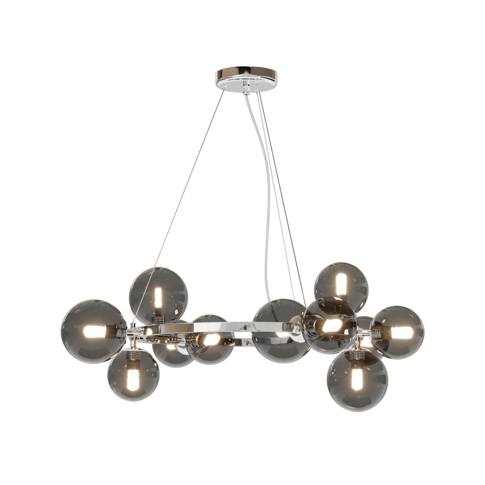 Lustra din Metal si Sticla Argintiu/Gri cu 11 becuri G9 28W D67xH137cm Dallas