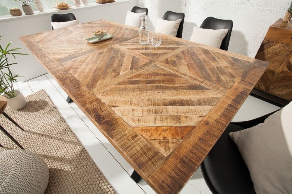 Masa dreptunghiulara din Lemn de mango Maro/Negru de 6 persoane L160x90cm INFINITY