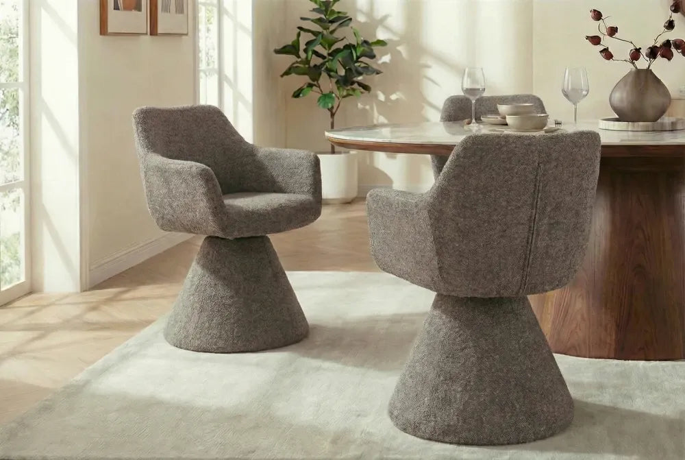 Scaun pivotant din Chenille Maro si Metal/Lemn Hx79Lx61xA62cm Ambiento