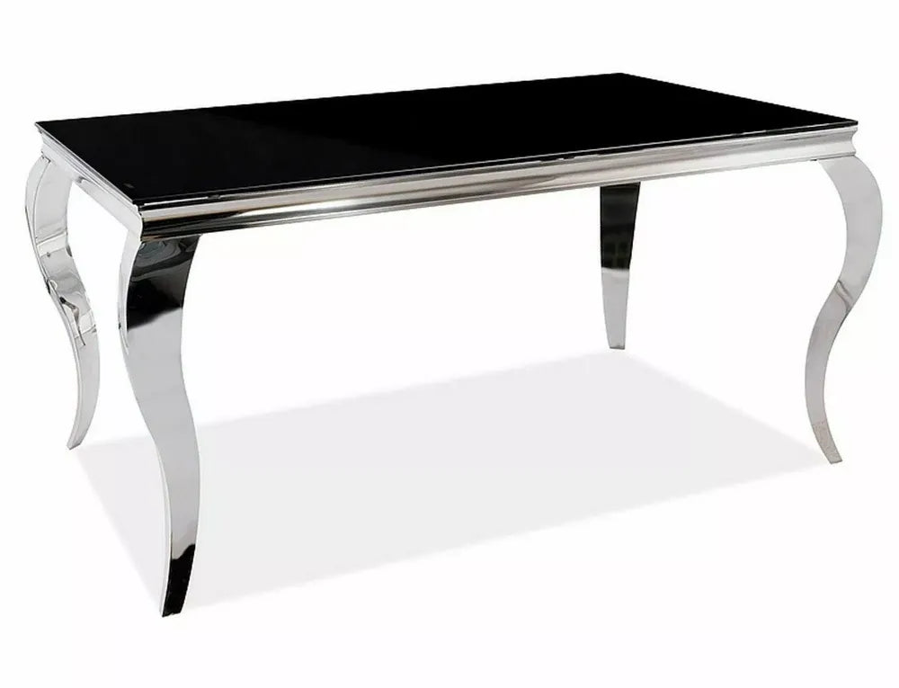 Masa din Sticla securizata Negru si Metal Argintiu L150xH75cm Prince