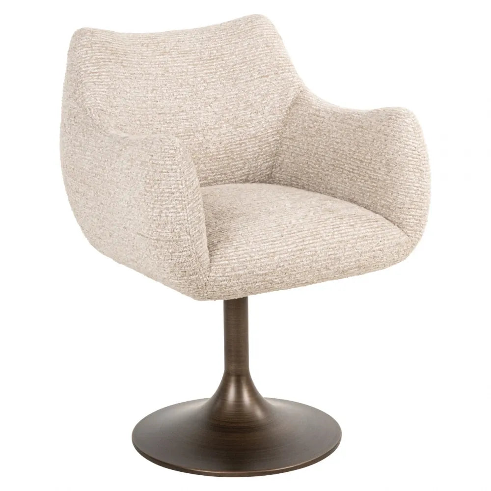 Scaun rotativ din Stofa Bej si Metal Bronz H79xL63xA62cm Aldo Richmond Interiors