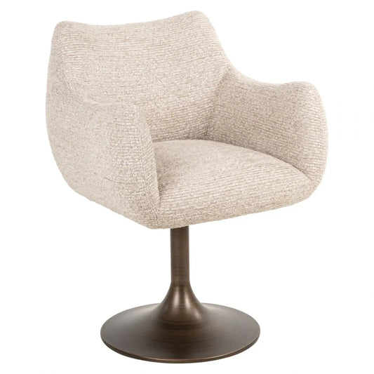 Scaun rotativ din Stofa Bej si Metal Bronz H79xL63xA62cm Aldo Richmond Interiors