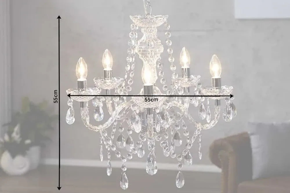 Candelabru din Metal Argintiu si Acrilic Transparent D53xH54cm Diamonds