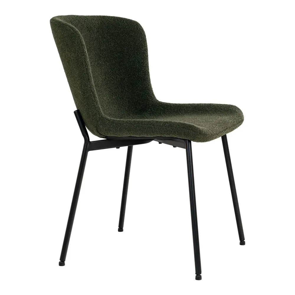 Set 2 scaune din Metal Negru si Stofa boucle Verde H83xL48xA59cm Maceda