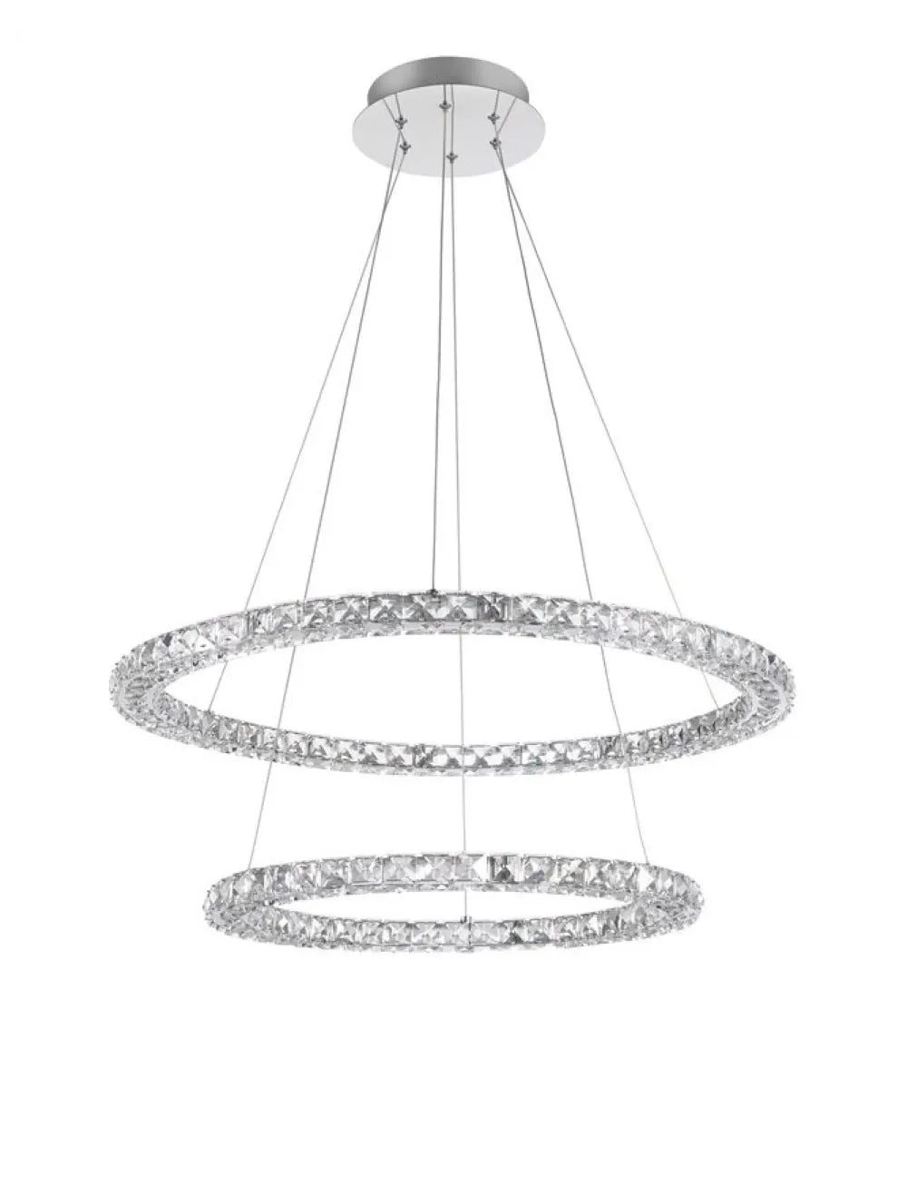 Lustra structura din Aluminiu Argintiu si abajur din Cristal Transparent H120xL70cm IP20 60W 3600lm 3500k QUENTIN