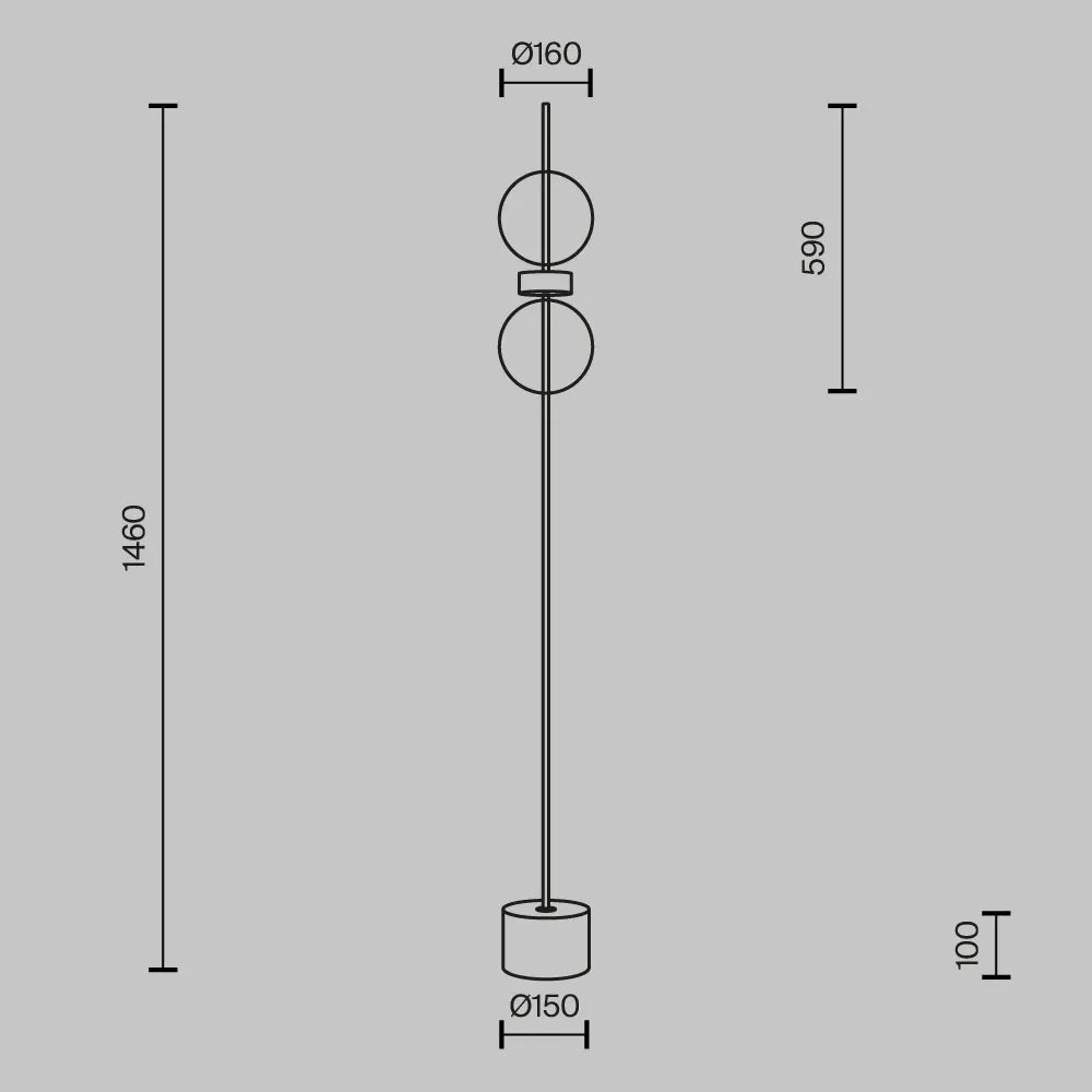Lampa de podea din Metal Negru si Sticla Fumuriu H146xD16cm Double Moon