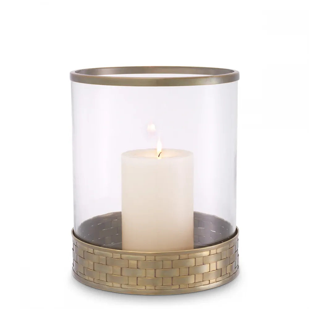 Suport lumanare din Metal/Sticla Alama/Transparent D22.5cm Lausanne S Eichholtz