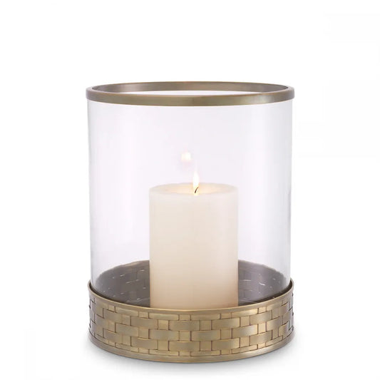 Suport lumanare din Metal/Sticla Alama/Transparent D22.5cm Lausanne S Eichholtz