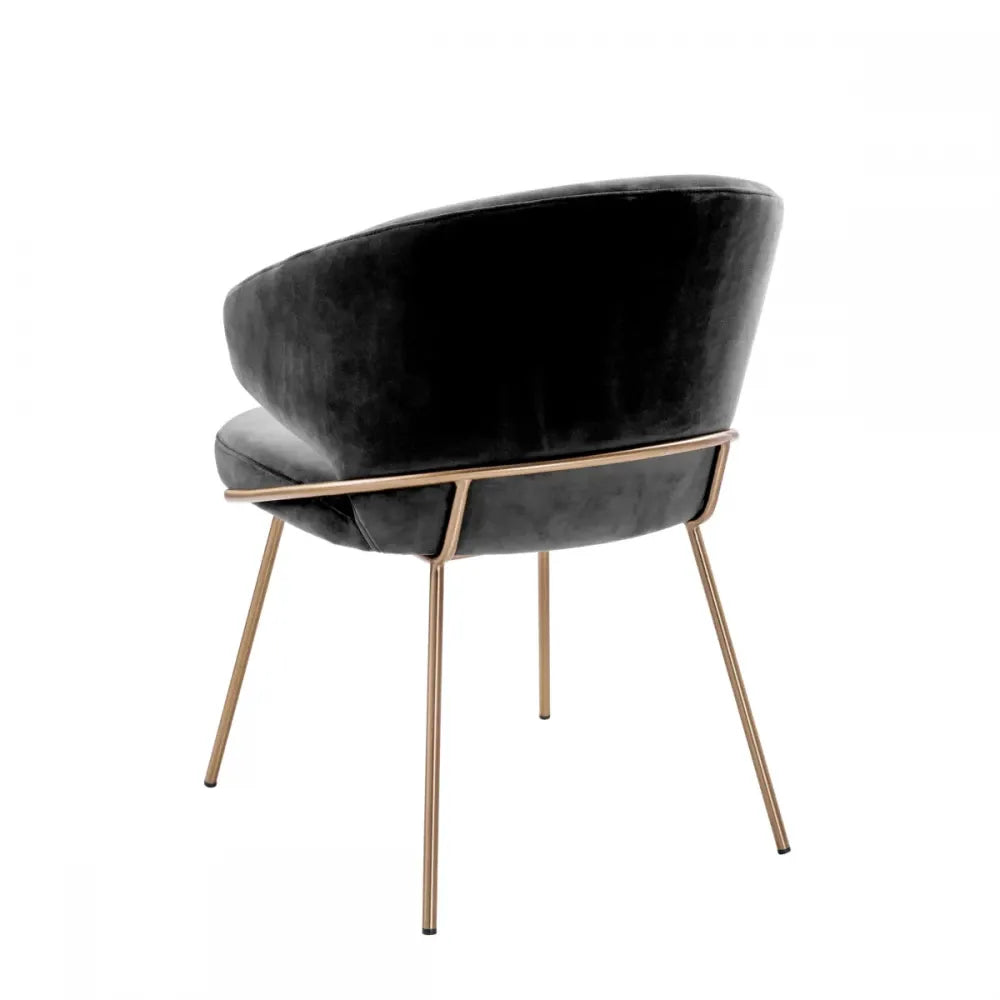 Scaun cu brate din Catifea si Metal Gri inchis/Alama H81xL60xA64cm Eichholtz Kinley