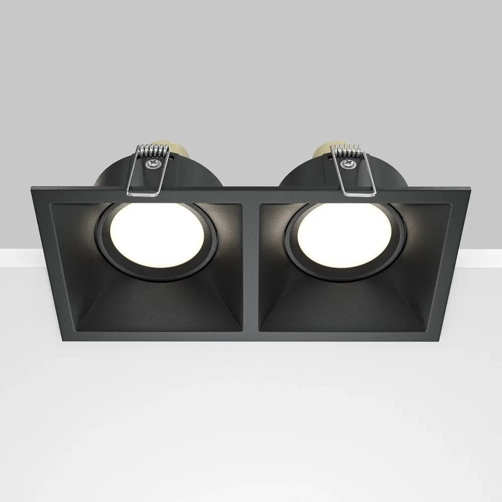 Sport dublu incastrat din Aluminiu Negru H4xL17cm IP 20 GU10 50W Dot