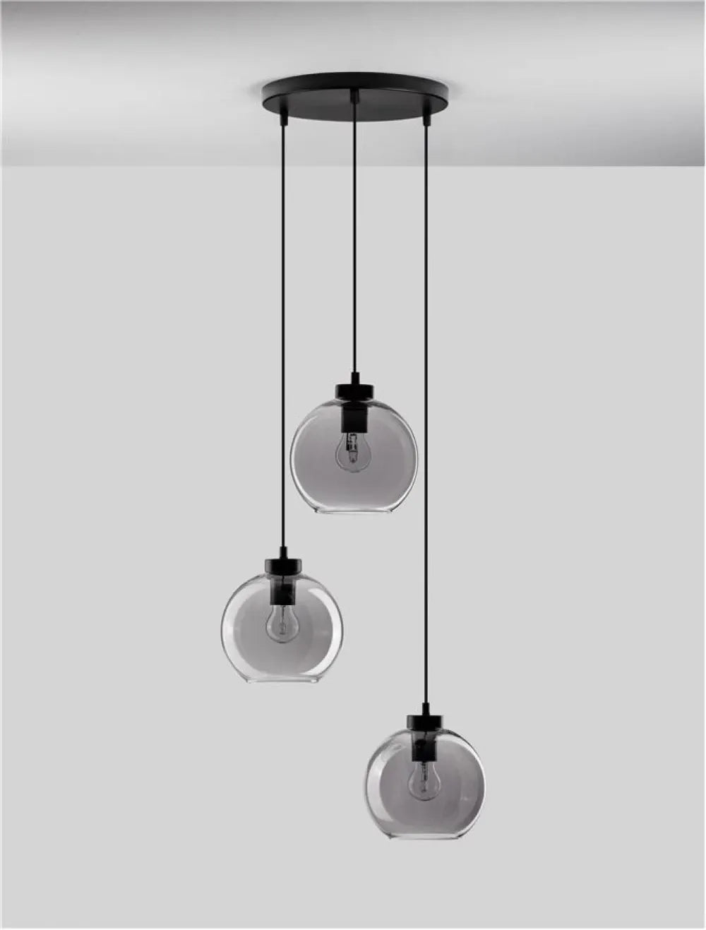 Candelabru structura din Metal Negru si abajur din Sticla Fumuriu H145xL30cm IP20 PALMER