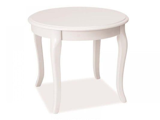 Masuta de colt Rotunda din MDF si Lemn Alb D60xH50cm Royal