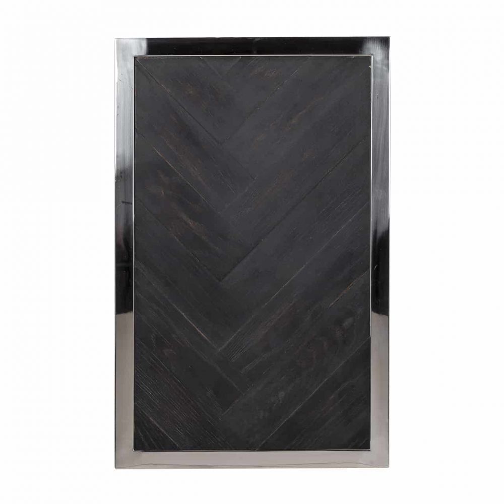 Masuta de colt dreptunghiulara din furnir de stejar si otel inoxidabil Negru/Argintiu L55xH60cm Blackbone Richmond Interiors