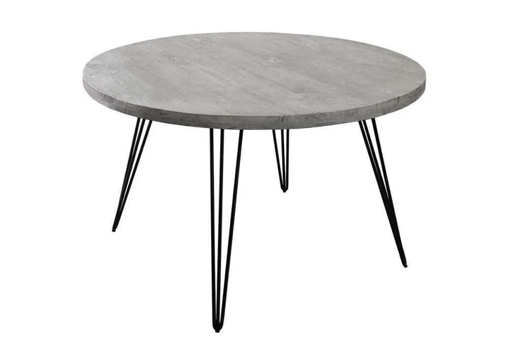 Masa rotunda din Lemn de mango Gri si Metal Negru D120xH76cm Scorpion