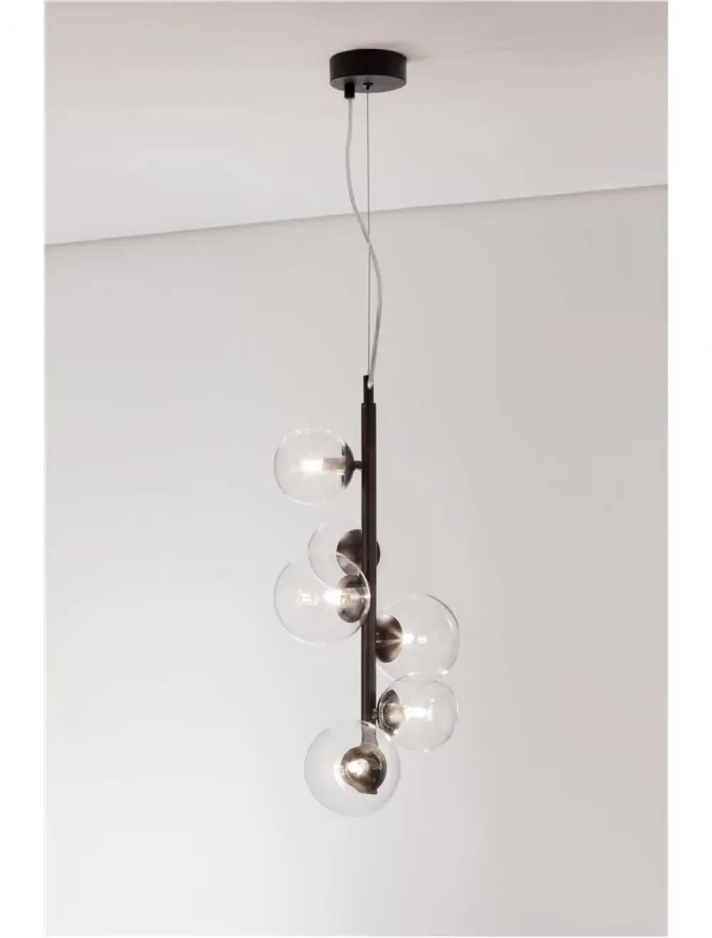 Lustra structura din Metal Negru si abajur din Sticla Transparent H120xL28cm IP20 ODILLIA