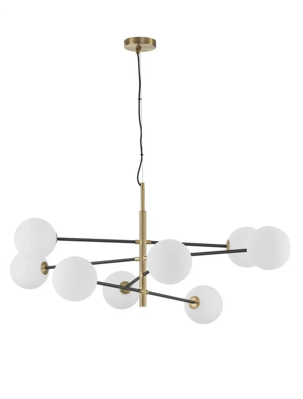 Lustra structura din Metal Negru/Auriu si abajur din Sticla Alb H145xL120cm IP20 VITRA