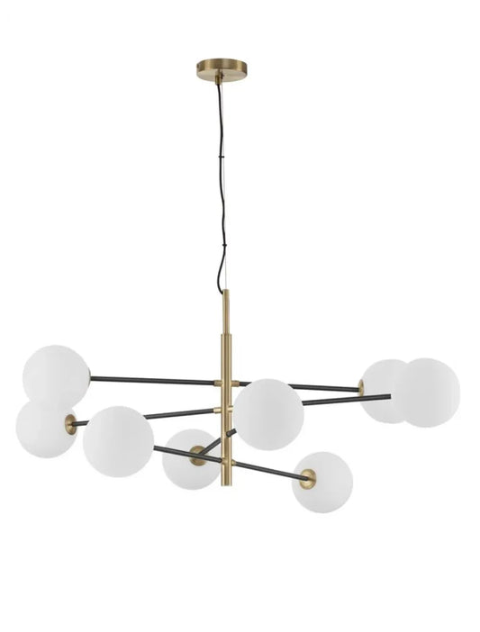 Lustra structura din Metal Negru/Auriu si abajur din Sticla Alb H145xL120cm IP20 VITRA