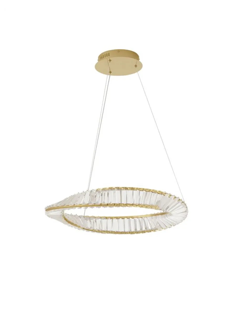 Lustra structura din Metal Auriu si abajur din Cristal Transparent H120xL60cm IP20 36W 3180lm 3500k AURELIA